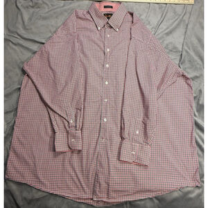 Forsyrh Company Men's Red, White, and Blue Plaid Long Sleeve Button Up 3Xl